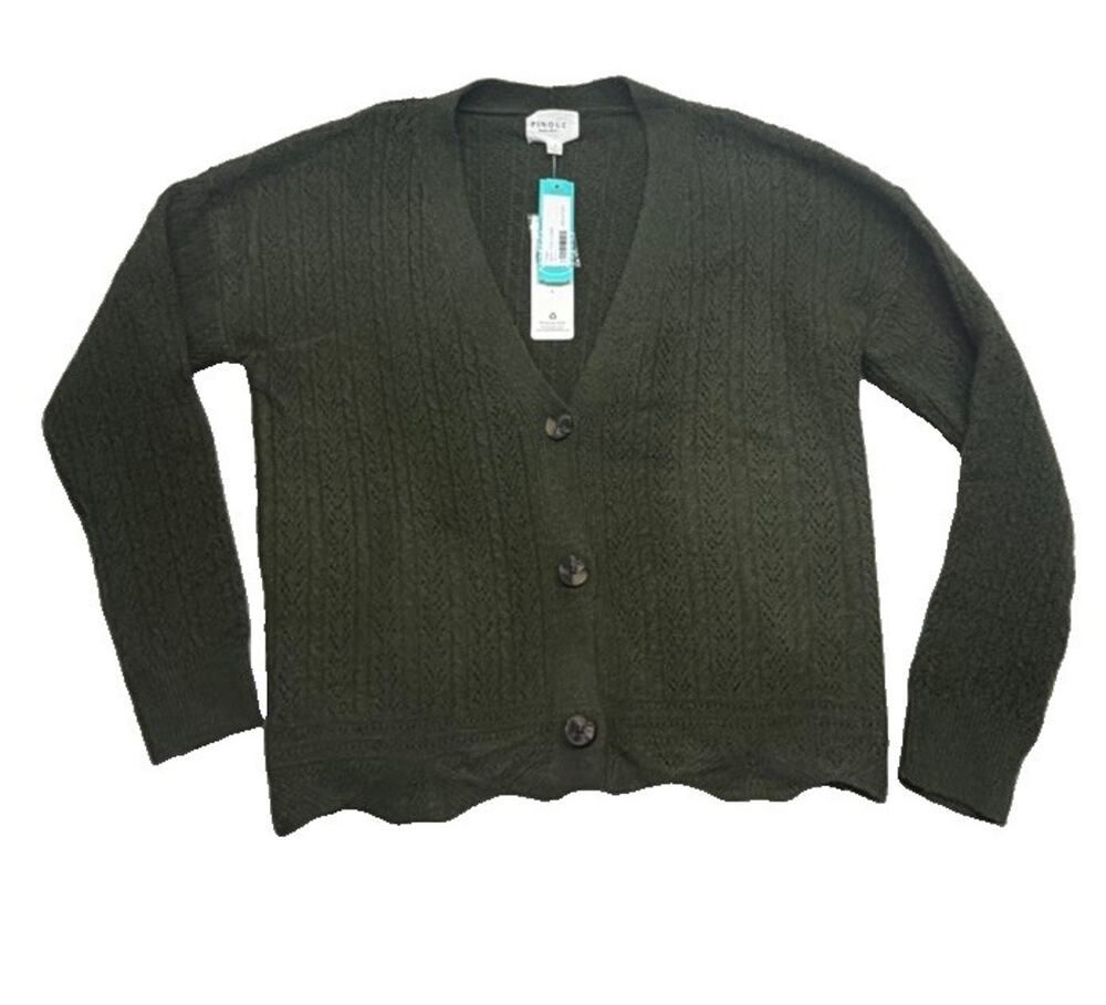 Pinque Cardigan Sweater Womens Large Olive Sayda V Neck Button Knit Stitch Fix